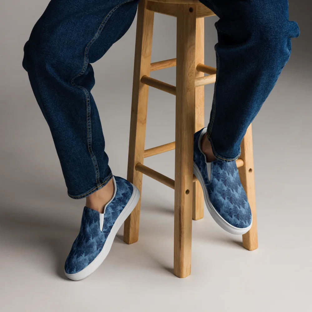 Midnight Pine on Men's Slip-On Canvas Shoes — Front