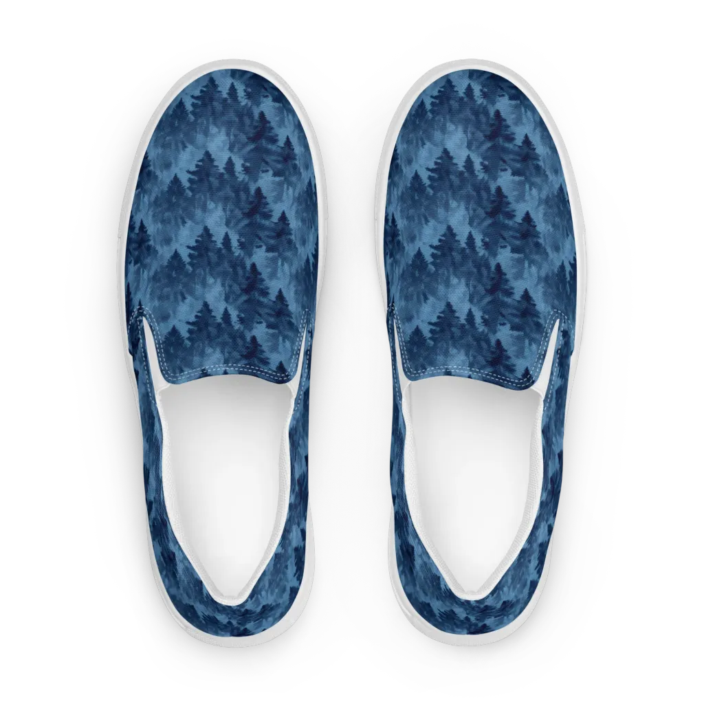 Midnight Pine on Women's Slip-On Canvas Shoes — Front