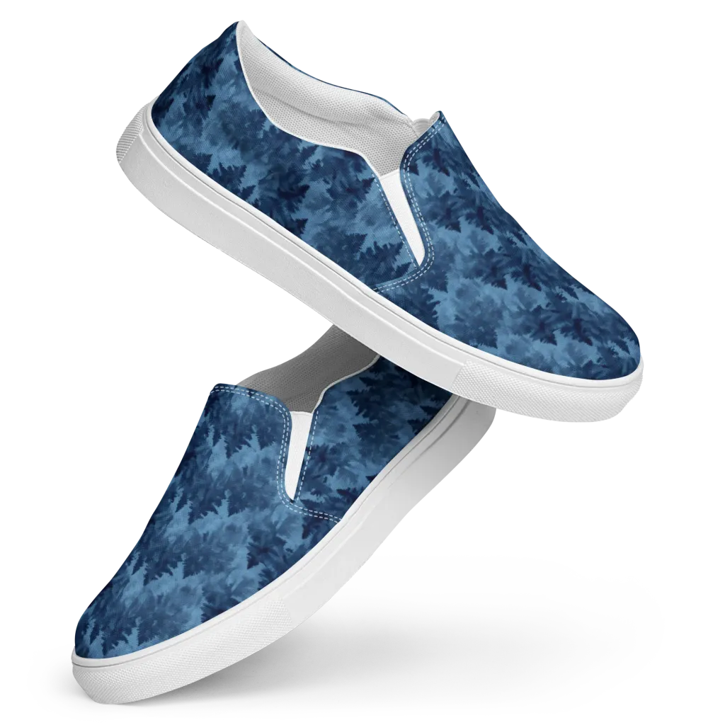 Midnight Pine on Women's Slip-On Canvas Shoes — Front