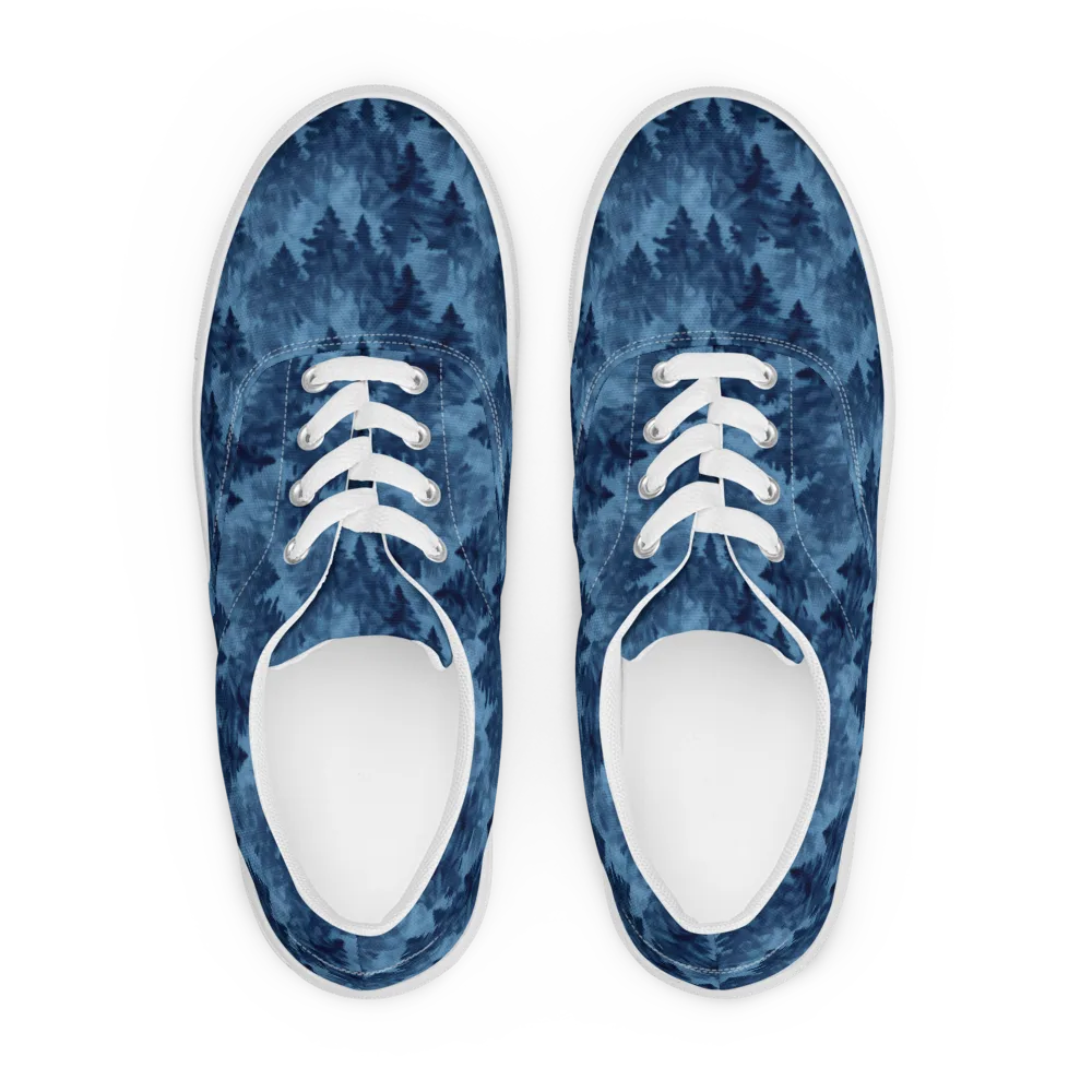 Midnight Pine on Men's Lace-Up Canvas Shoes — Front