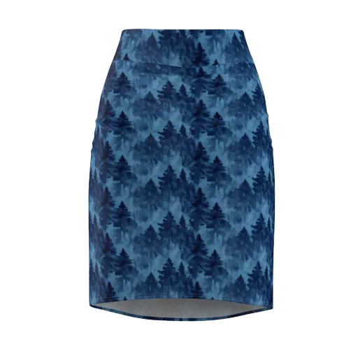 Midnight Pine on a Pencil Skirt