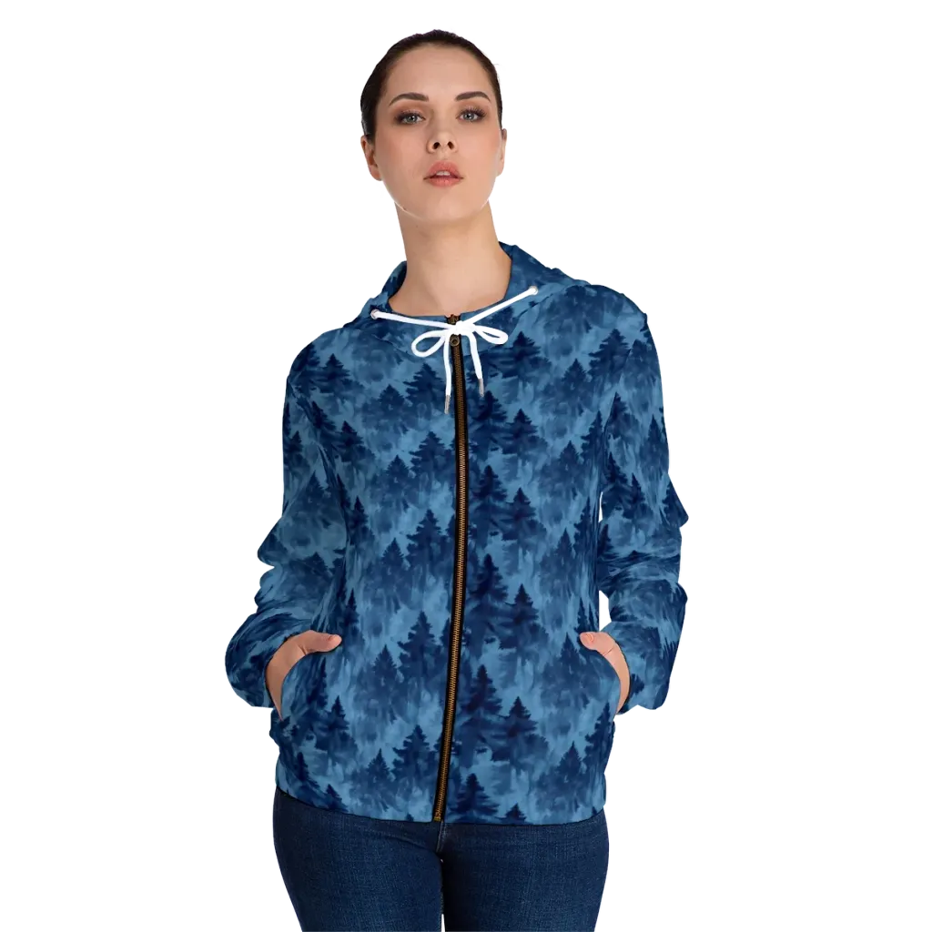 Midnight Pine on Women's Full-Zip Hoodie — Front On Person