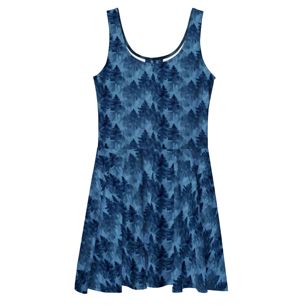 Midnight Pine on Skater Dress — Front