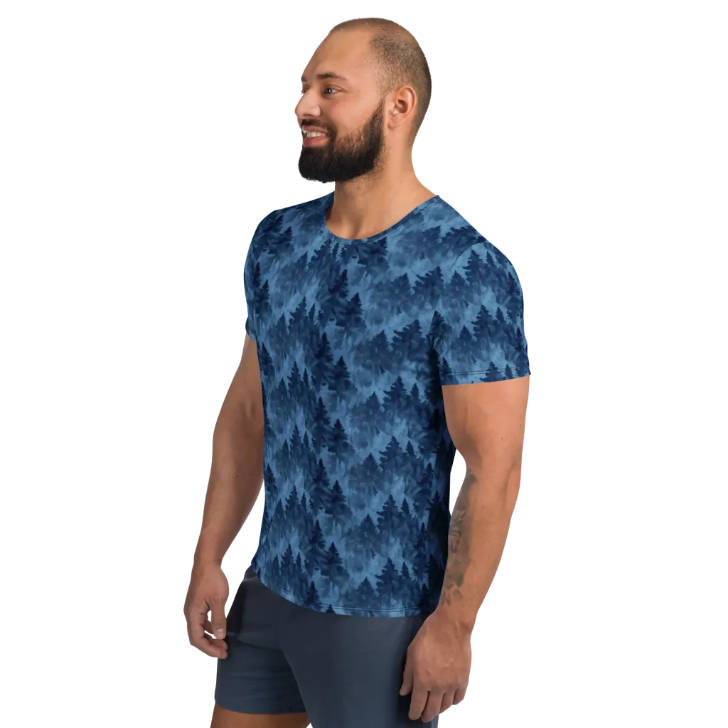 Midnight Pine on Men's Athletic T-Shirt — Left