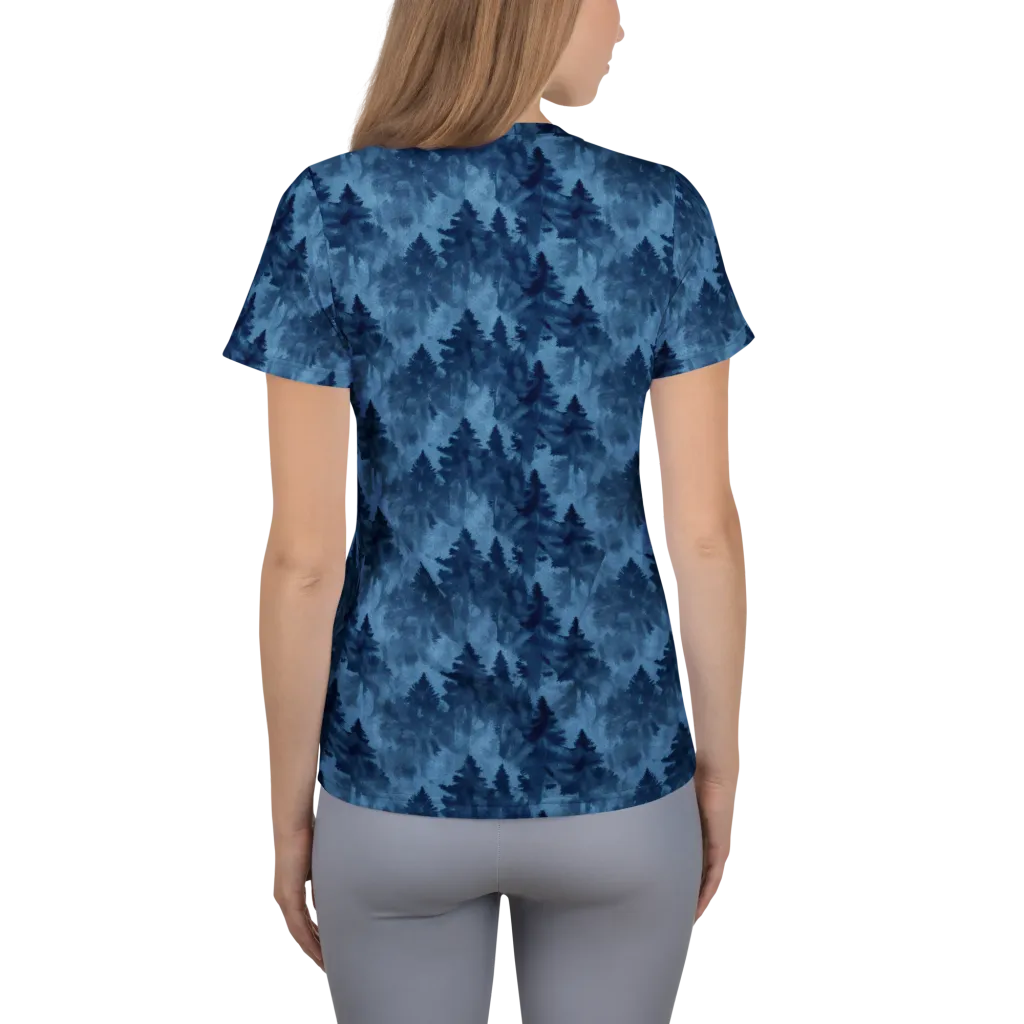 Midnight Pine on Women's Athletic T-Shirt — Back