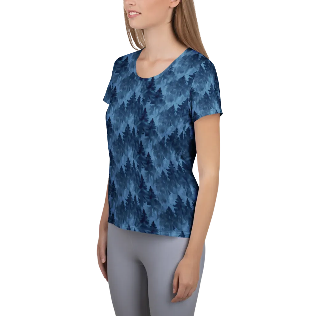 Midnight Pine on Women's Athletic T-Shirt — Left