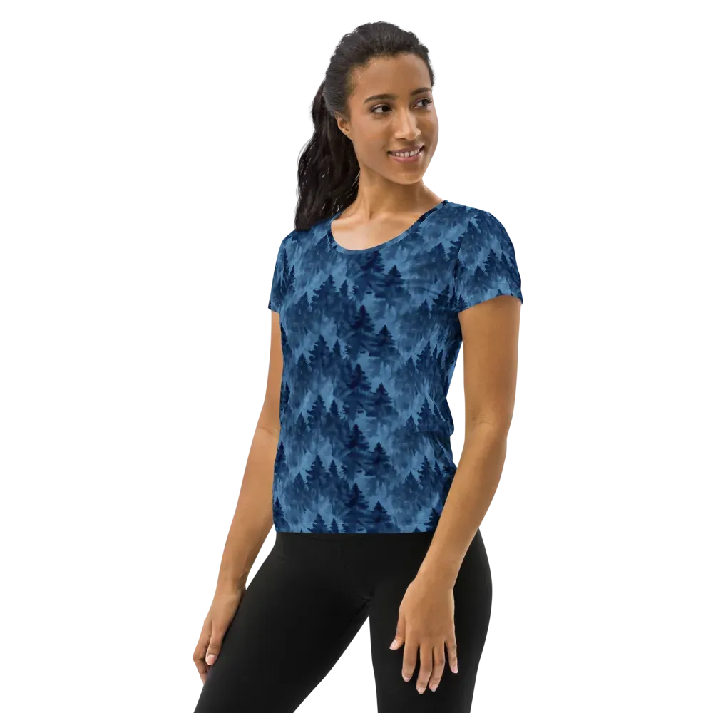 Midnight Pine on Women's Athletic T-Shirt — Left