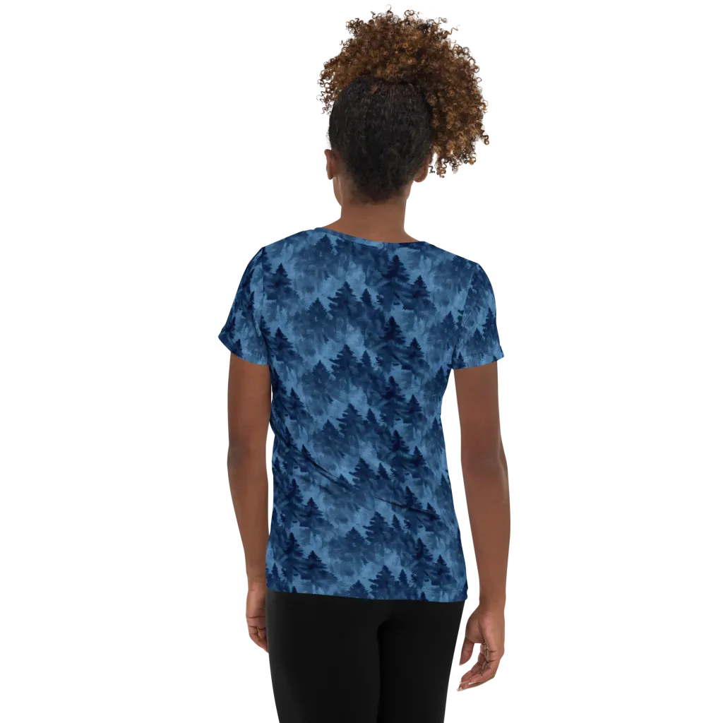 Midnight Pine on Women's Athletic T-Shirt — Back
