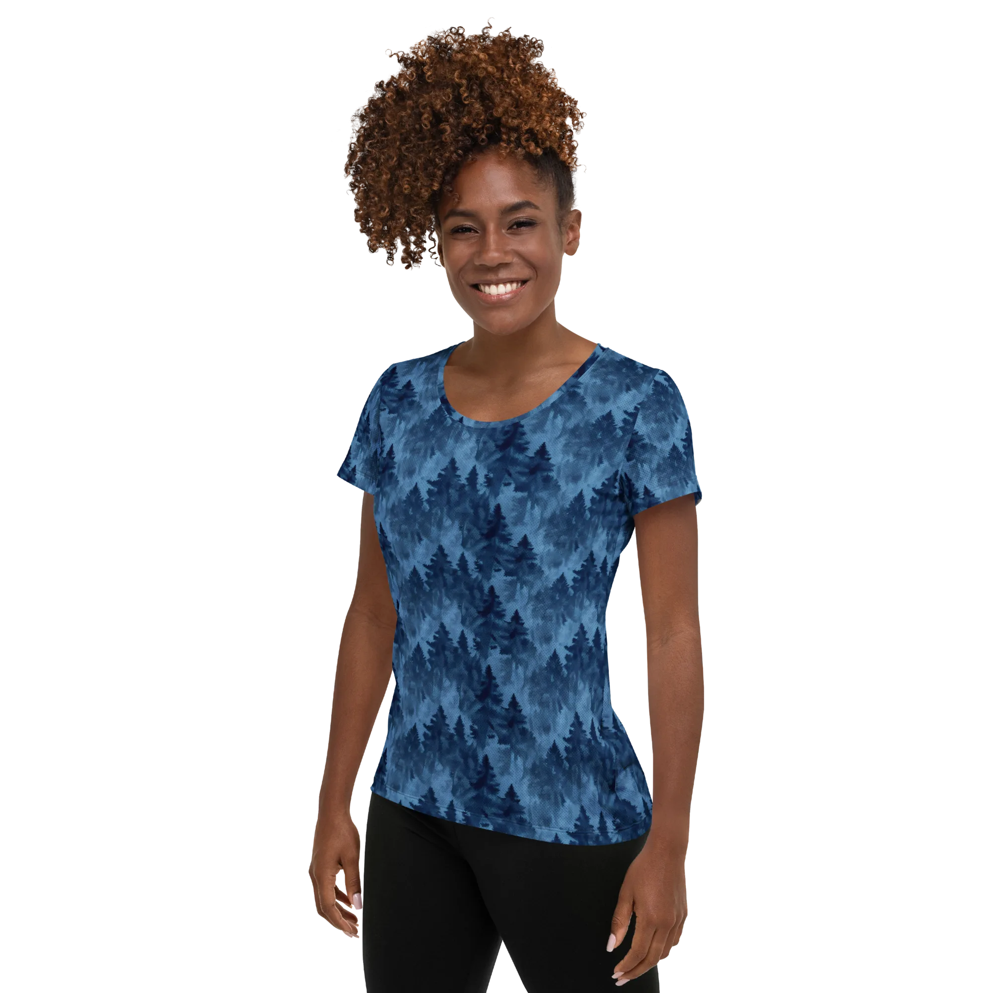 Midnight Pine on Women's Athletic T-Shirt — Left