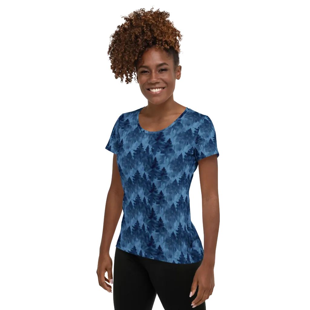 Midnight Pine on Women's Athletic T-Shirt — Left