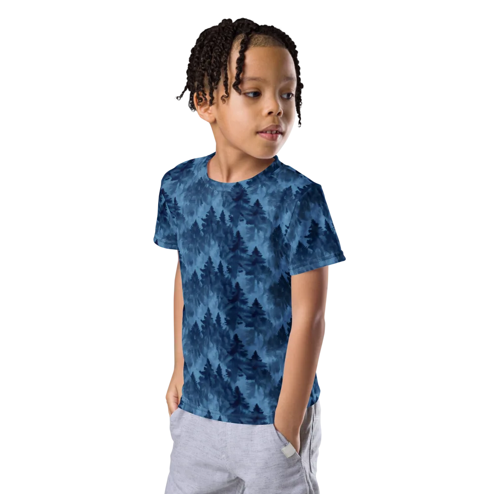 Midnight Pine on Kids Crew Neck T-Shirt — Left Front