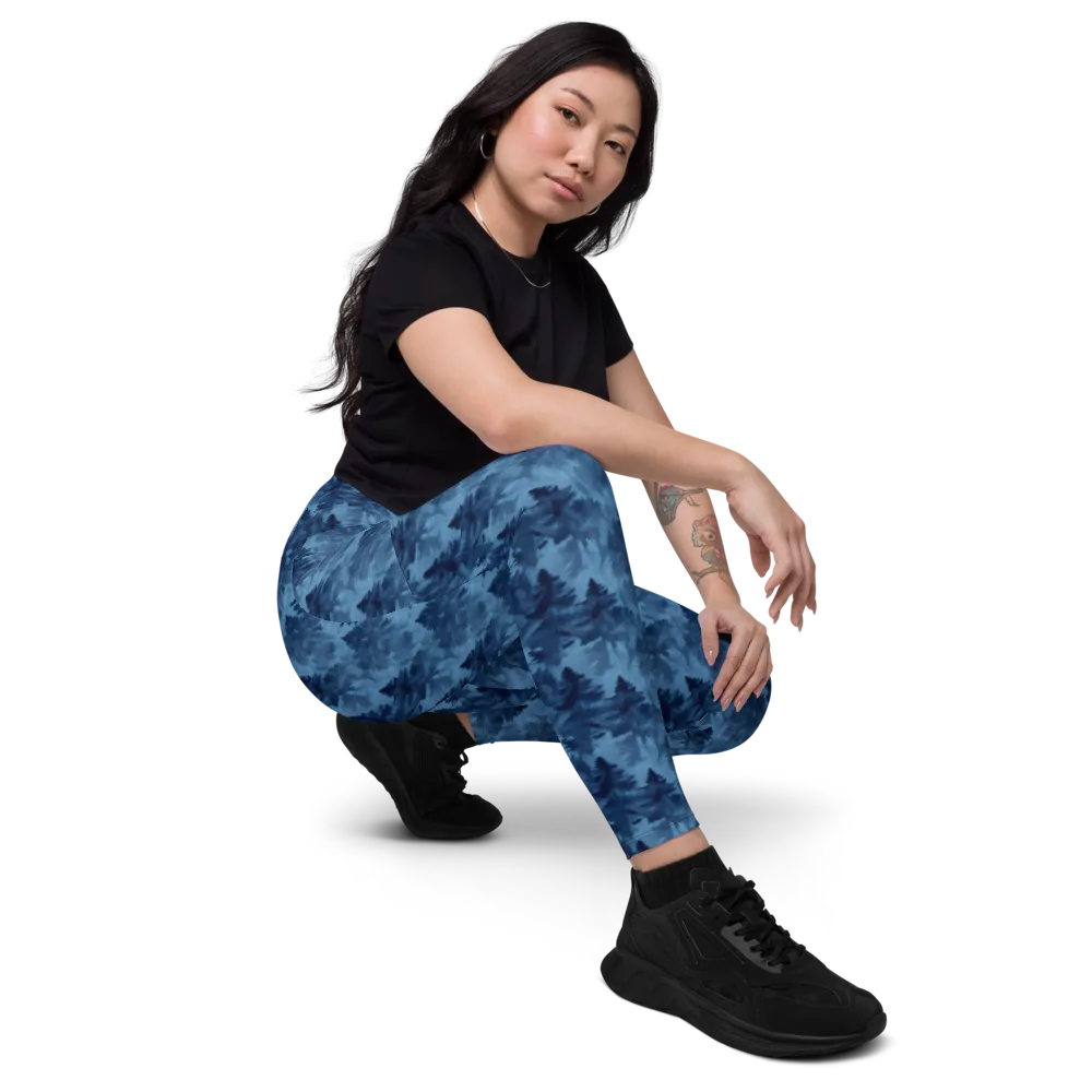 Midnight Pine on Leggings with Pockets — Right Front