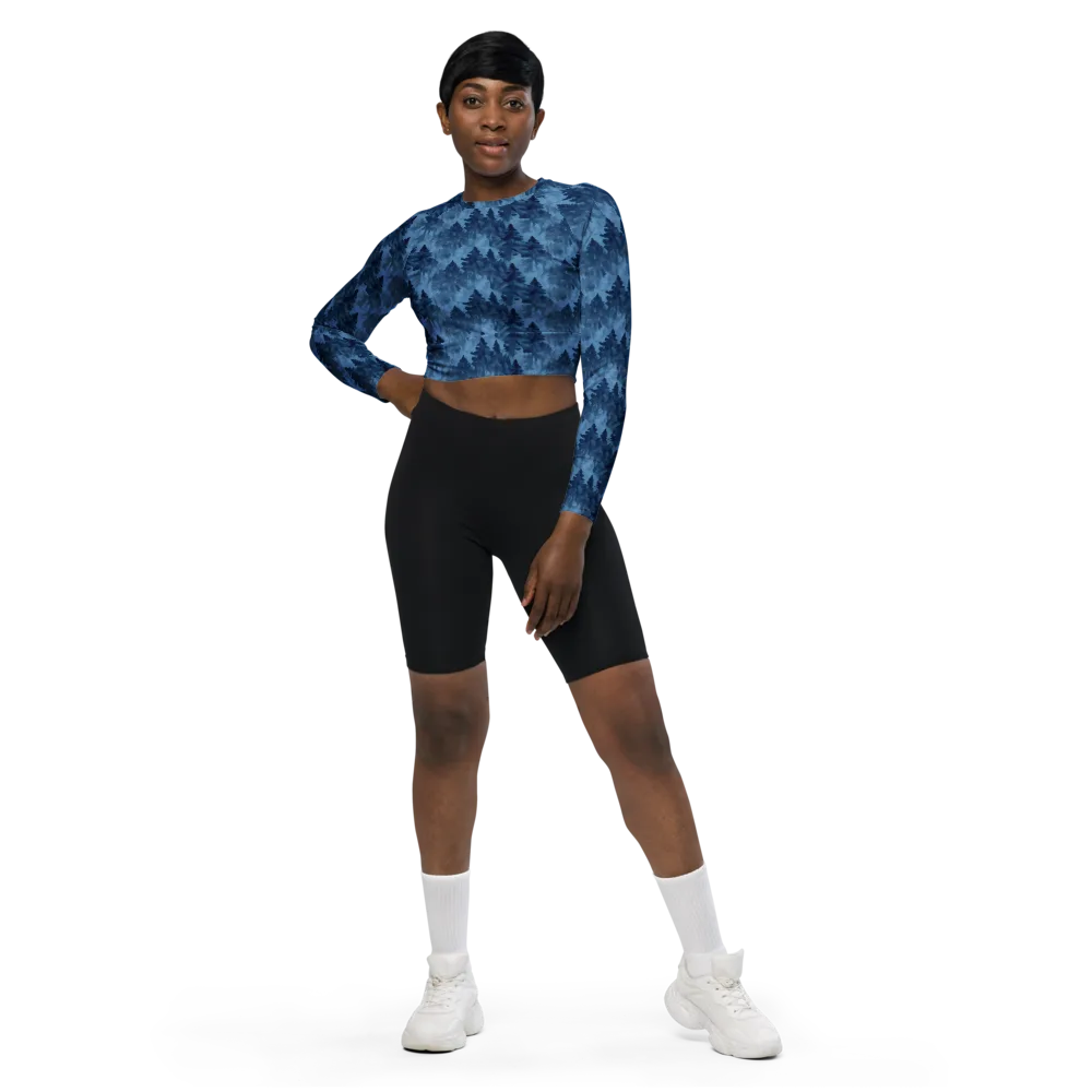 Midnight Pine on Long Sleeve Crop Top — Front
