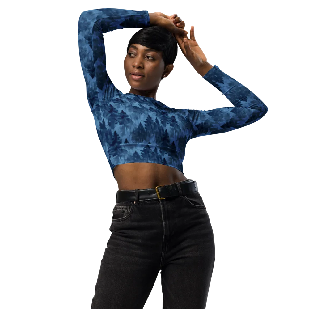 Midnight Pine on Long Sleeve Crop Top — Front