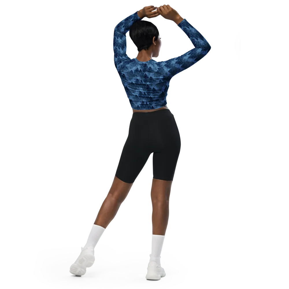 Midnight Pine on Long Sleeve Crop Top — Back