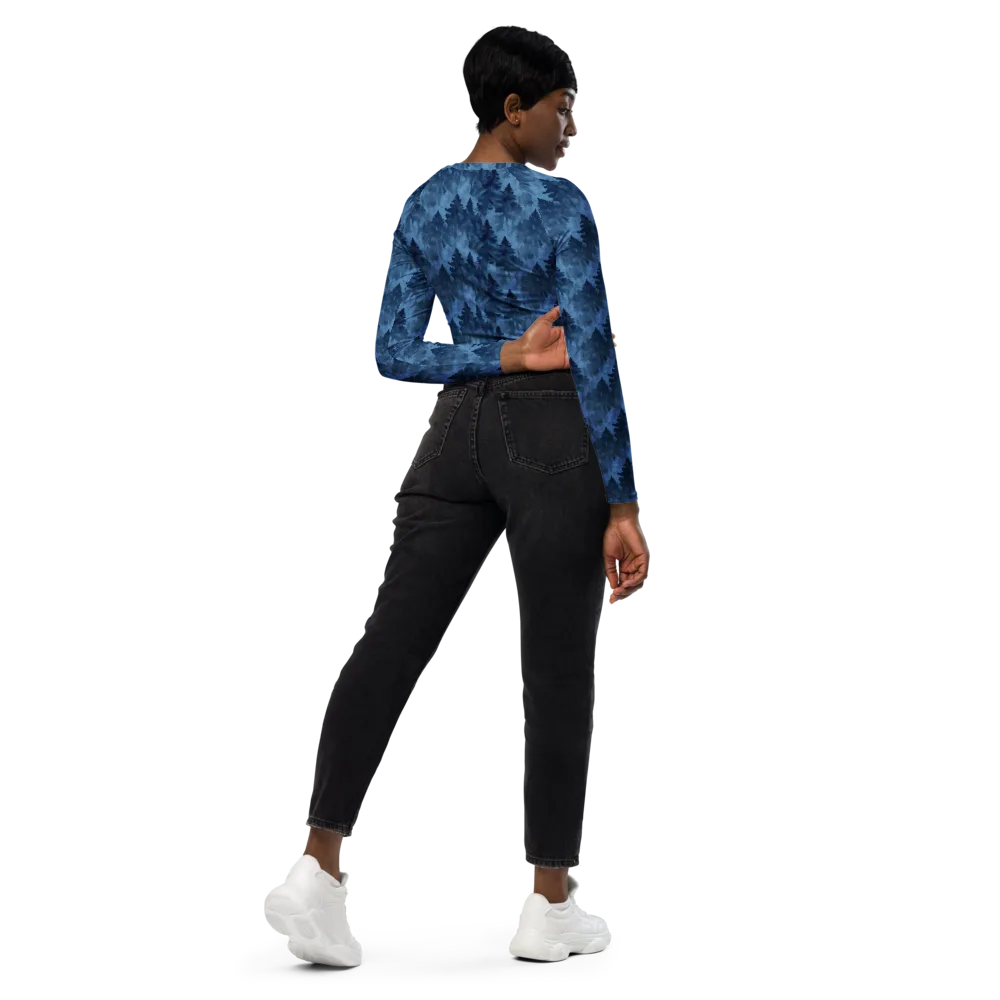 Midnight Pine on Long Sleeve Crop Top — Right Back