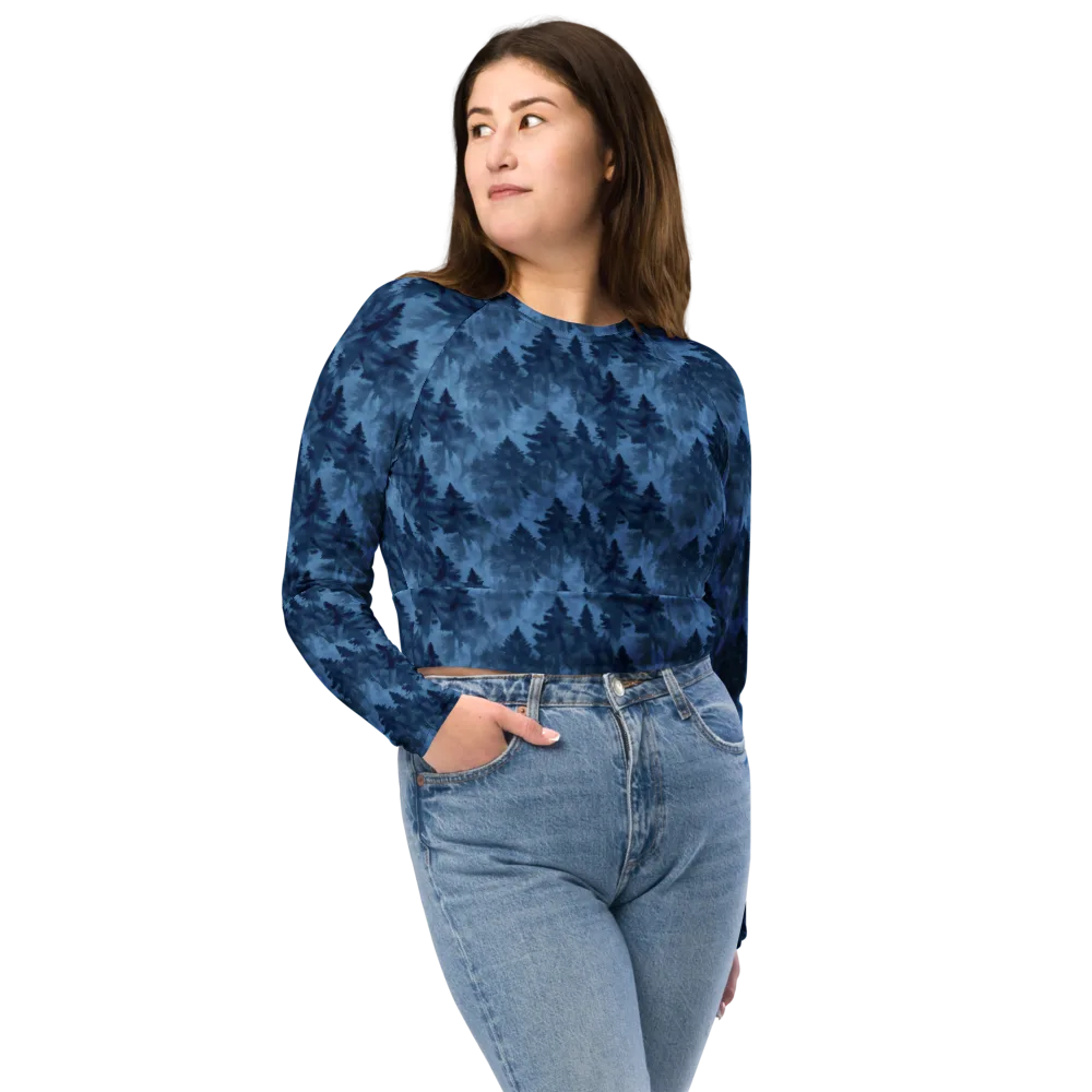 Midnight Pine on Long Sleeve Crop Top — Front