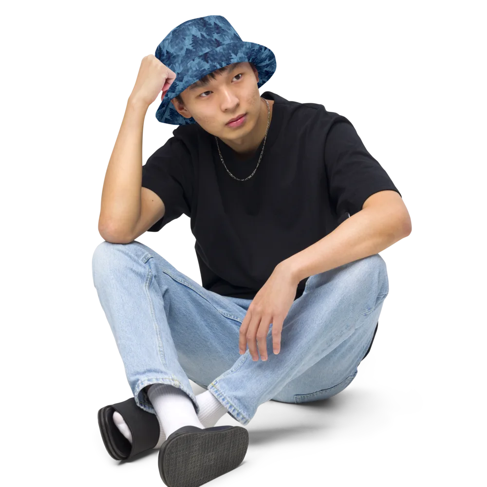 Midnight Pine on Reversible Bucket Hat — Front 2 Inside