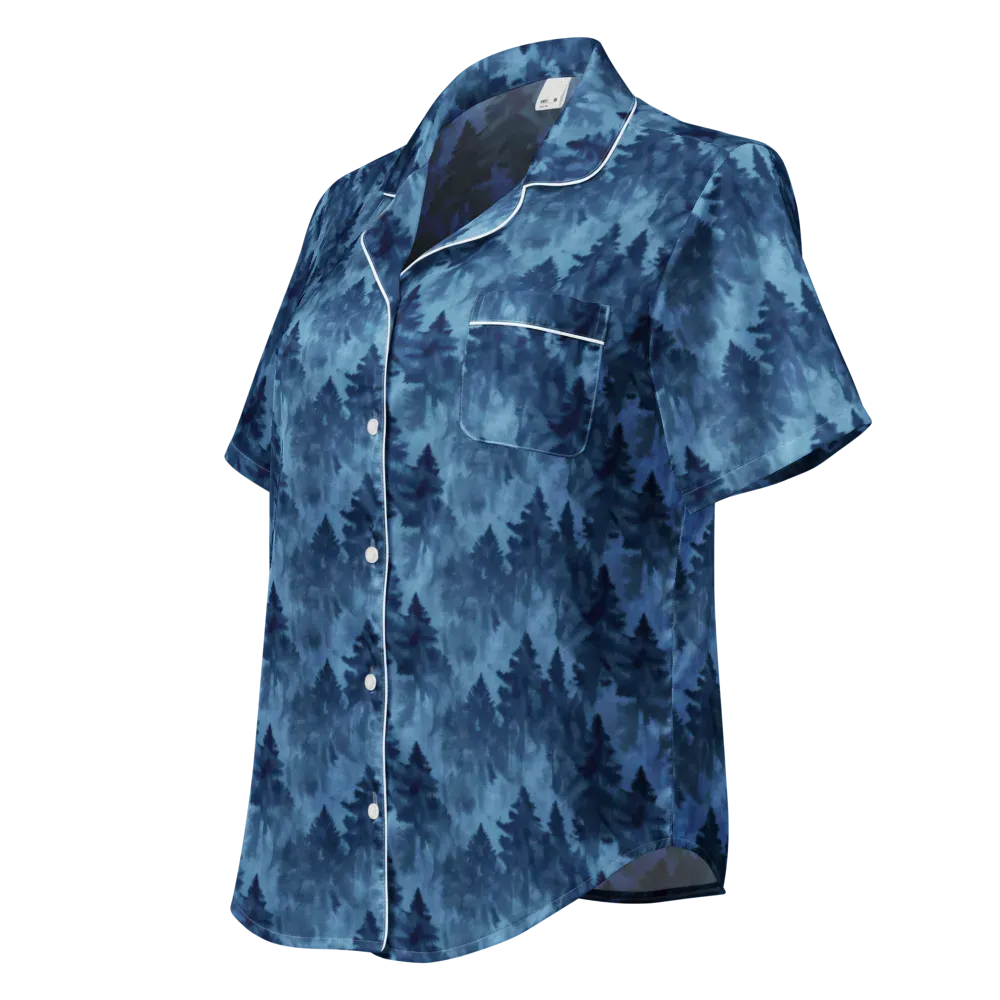 Midnight Pine on Women's Short Sleeve Pajama Top — Left Front