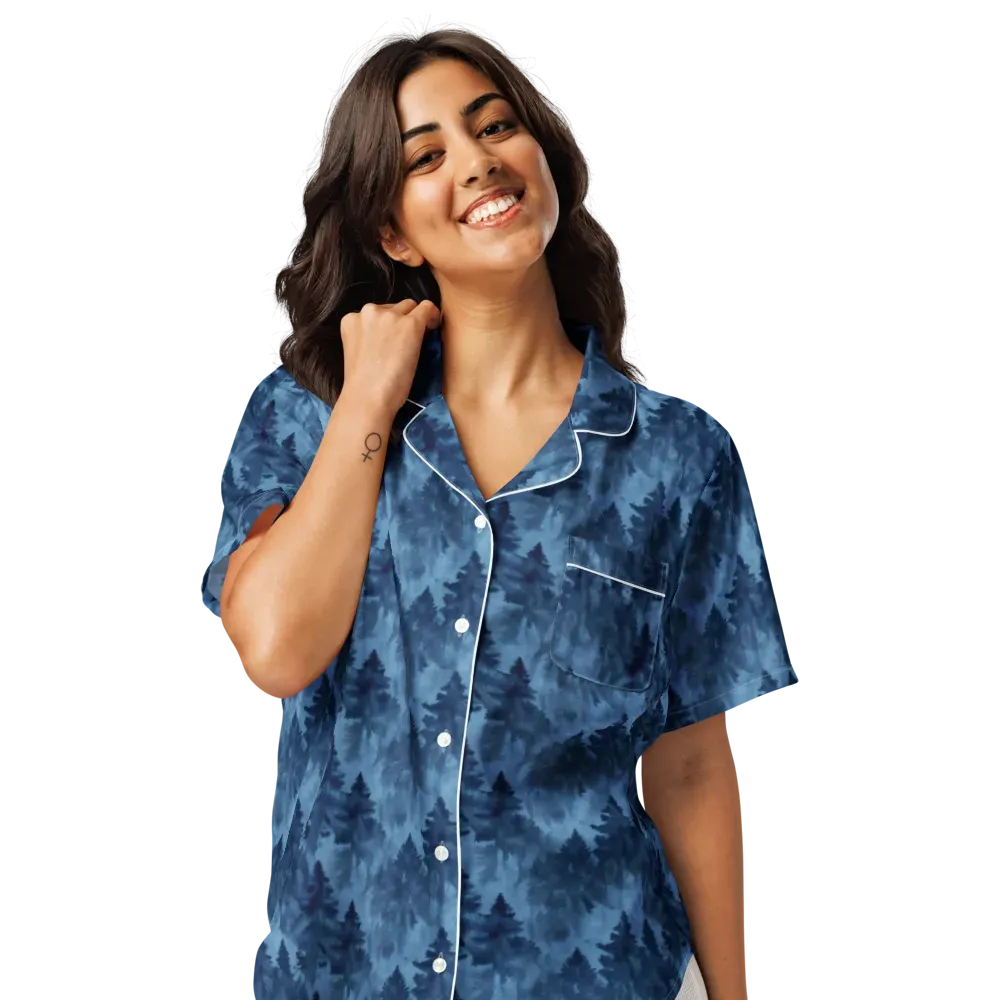 Midnight Pine on Women's Short Sleeve Pajama Top — Front
