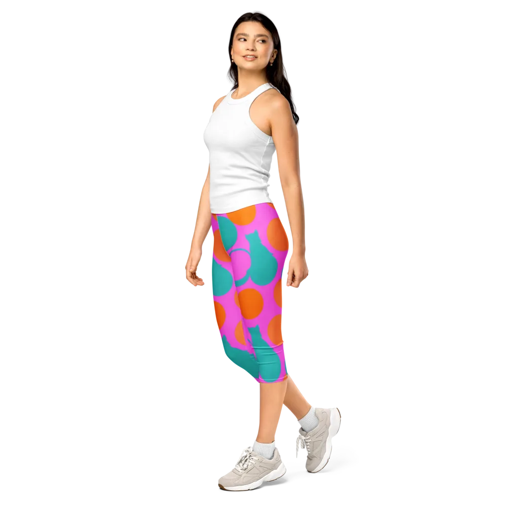 Hot Pink Halo on Capri Leggings — Left Front
