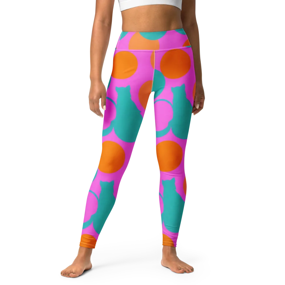 Hot Pink Halo on Yoga Leggings — Front