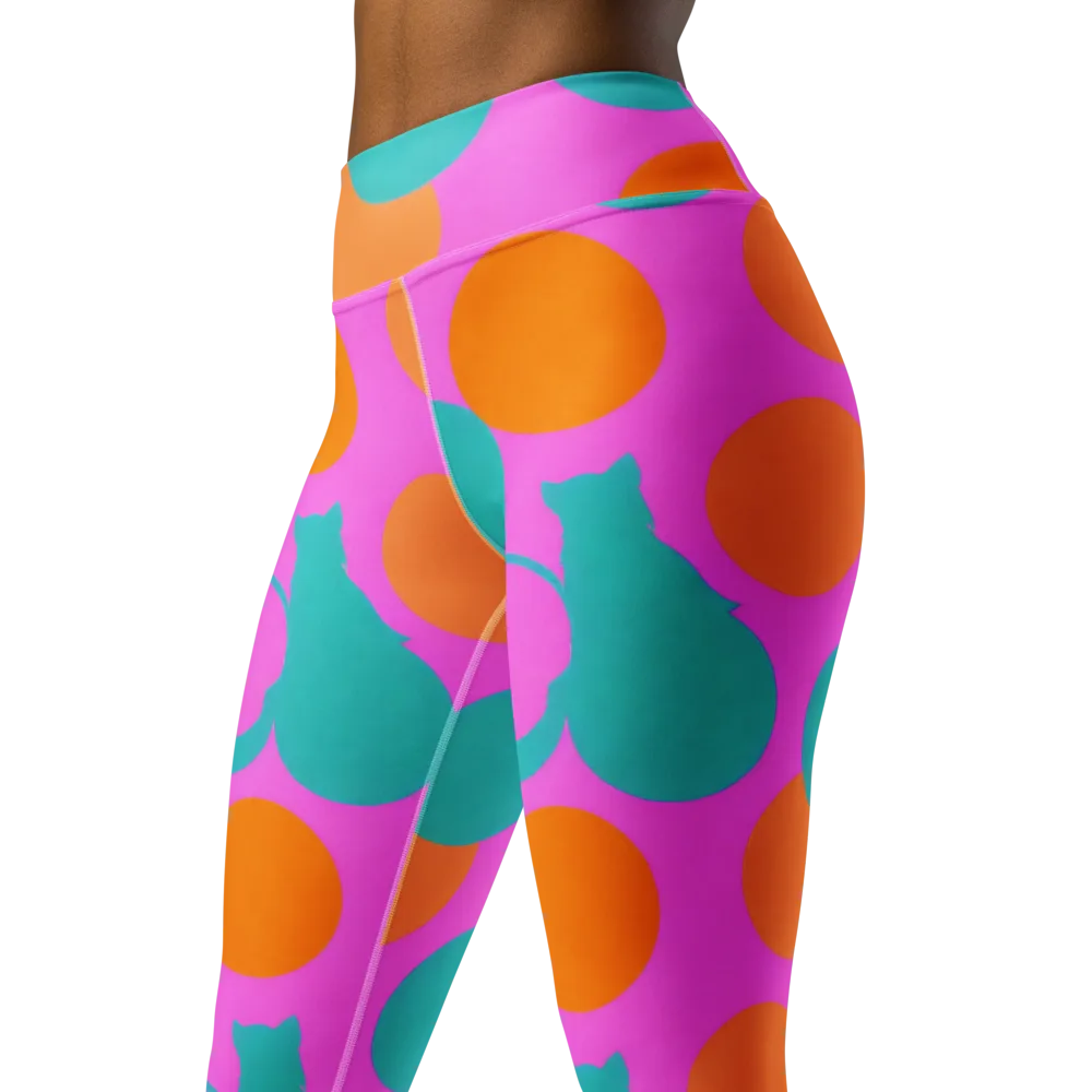 Hot Pink Halo on Yoga Leggings — Left Front