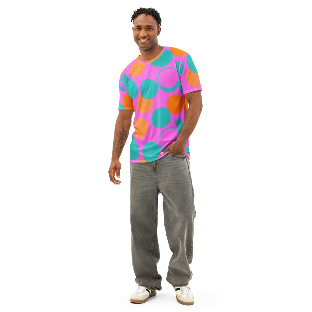 Hot Pink Halo on Men's Cotton Crew Neck T-Shirt — Front