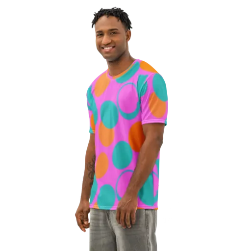 Hot Pink Halo on a Men's Cotton Crew Neck T-Shirt