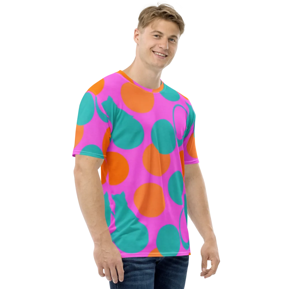 Hot Pink Halo on Men's Crew Neck T-Shirt — Right