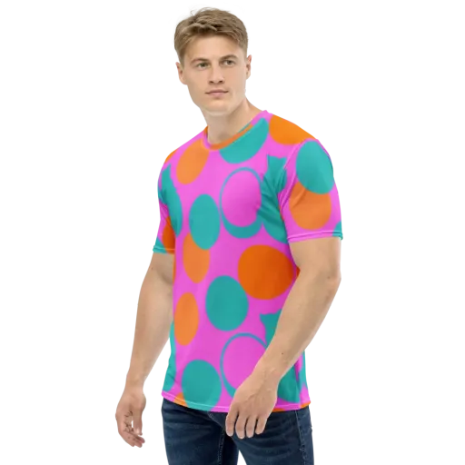 Hot Pink Halo on a Men's Crew Neck T-Shirt