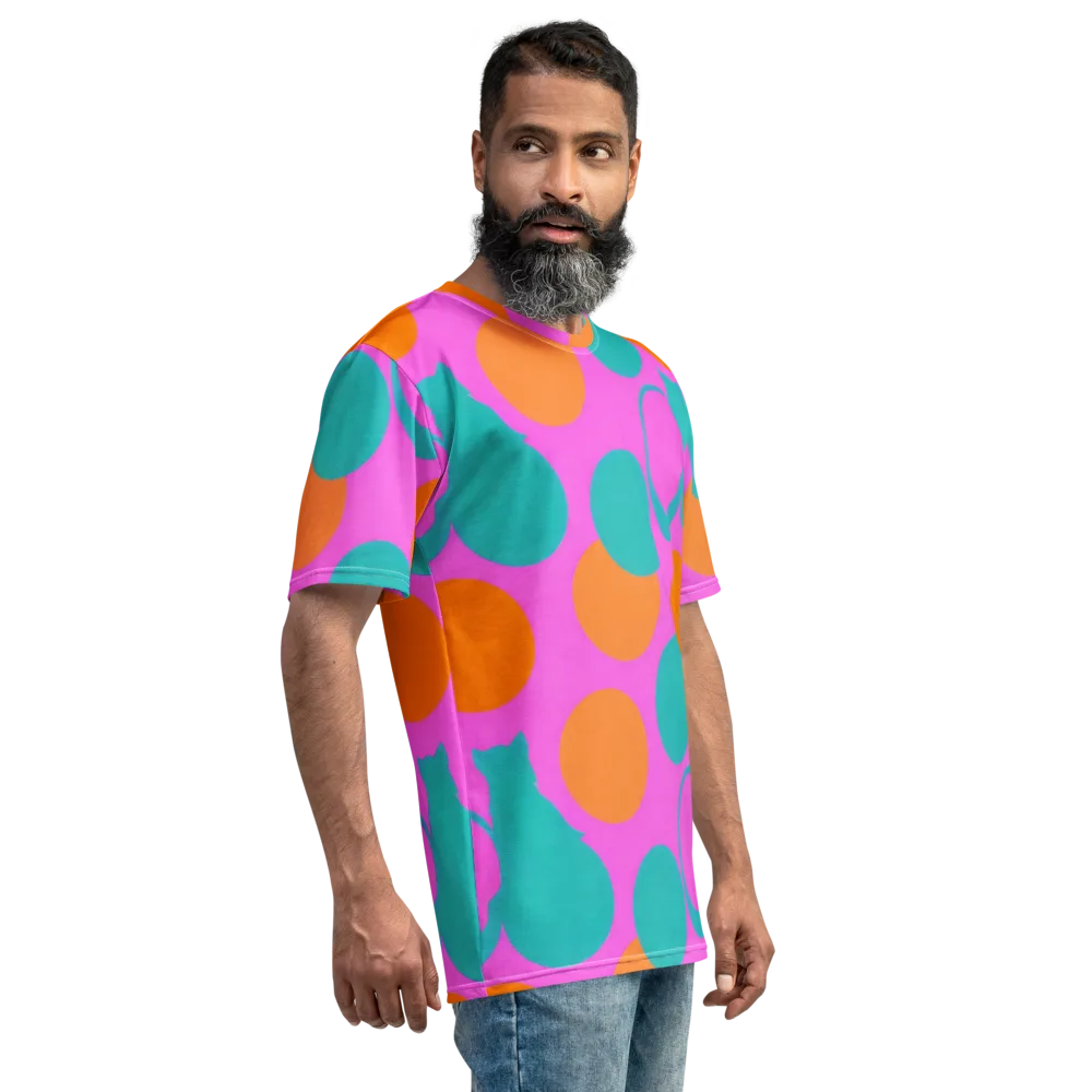 Hot Pink Halo on Men's Crew Neck T-Shirt — Right