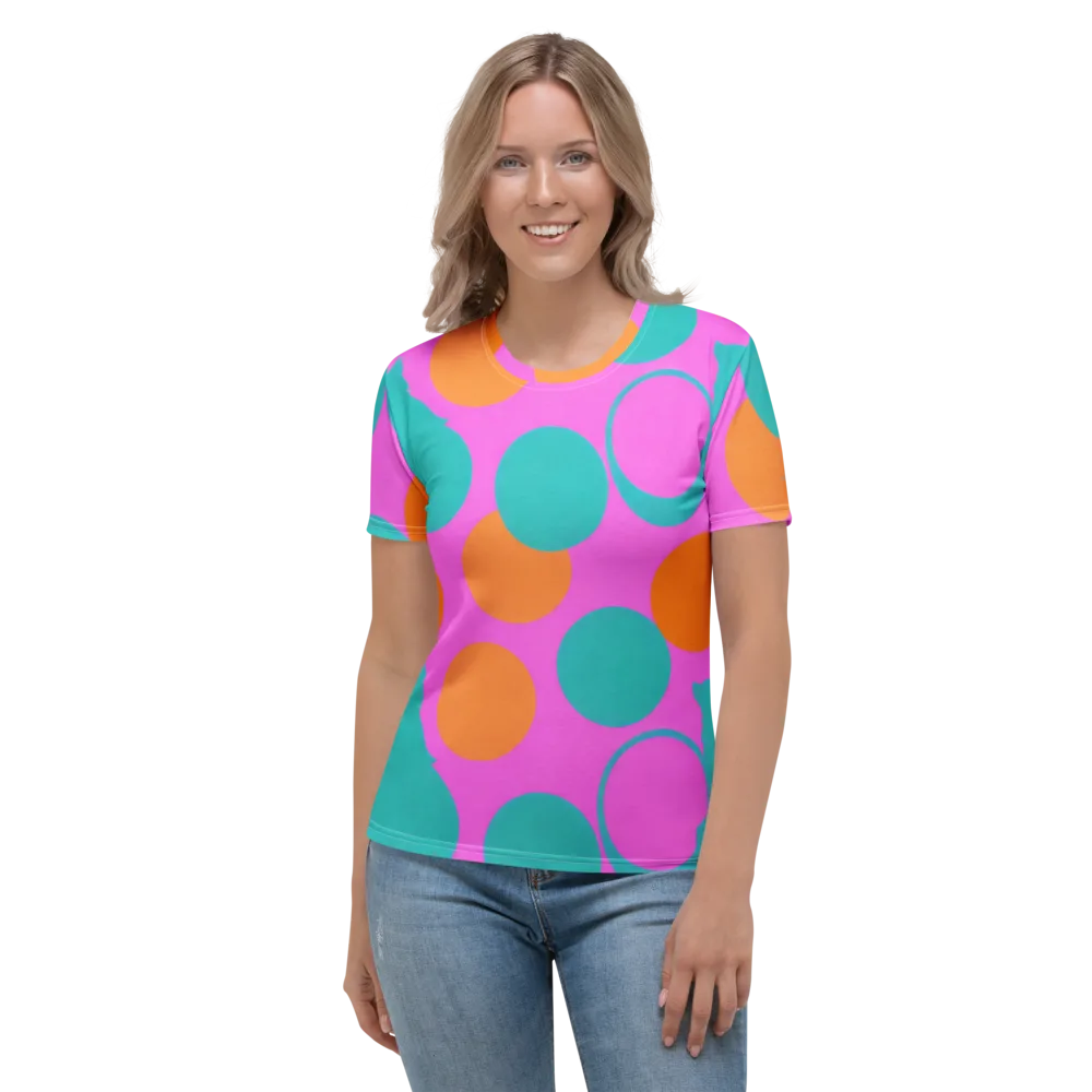 Hot Pink Halo on Women's Crew Neck T-Shirt — Front