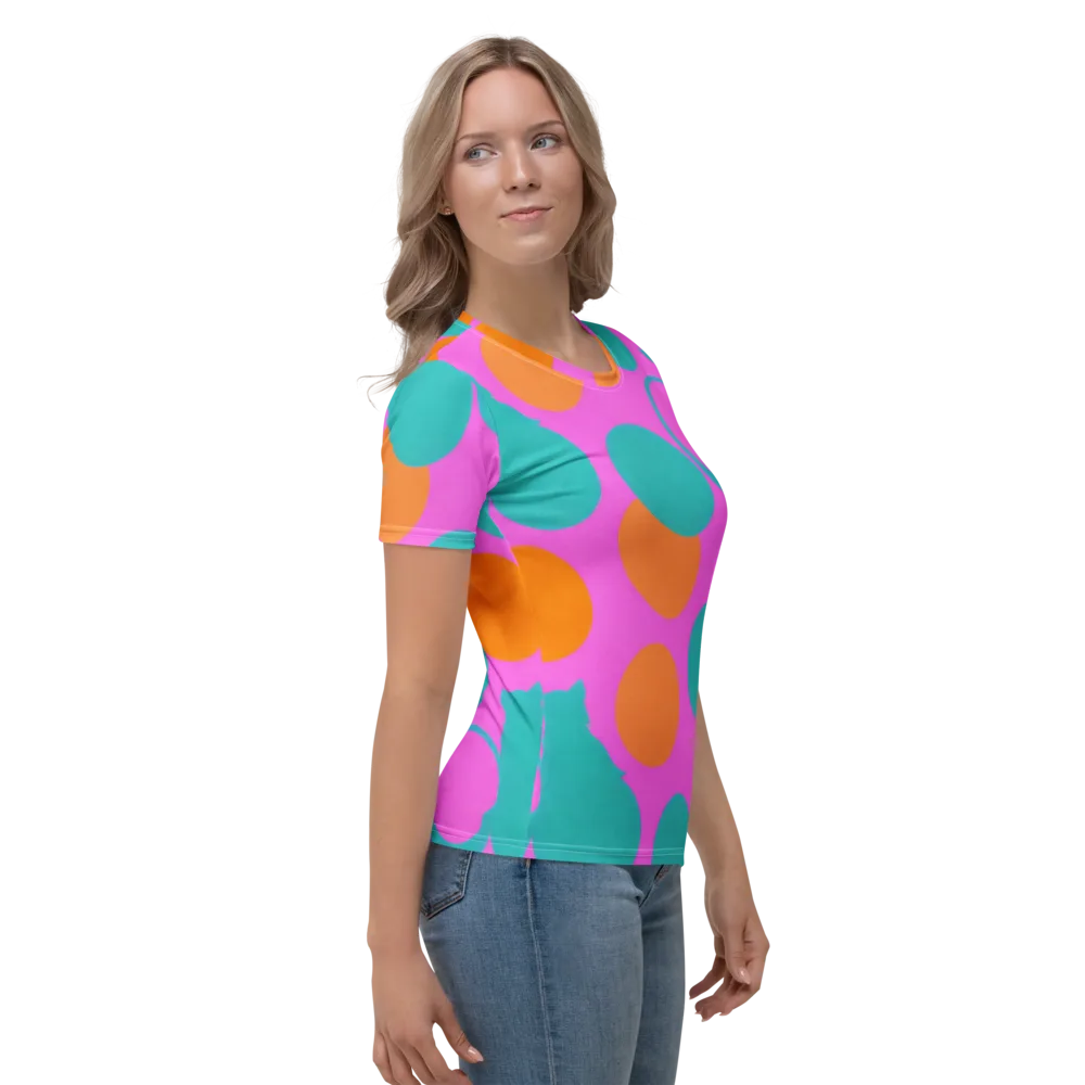 Hot Pink Halo on Women's Crew Neck T-Shirt — Right