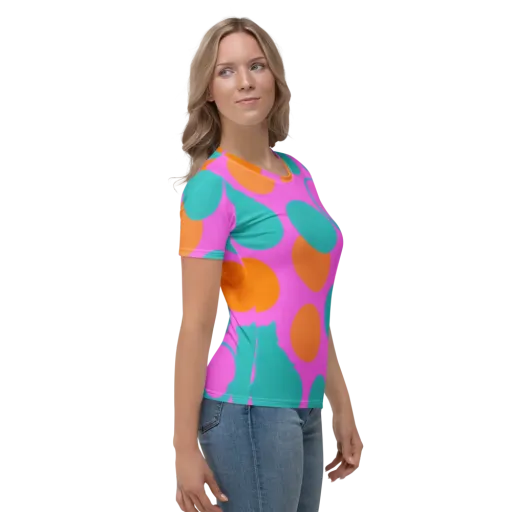 Hot Pink Halo on a Women's Crew Neck T-Shirt