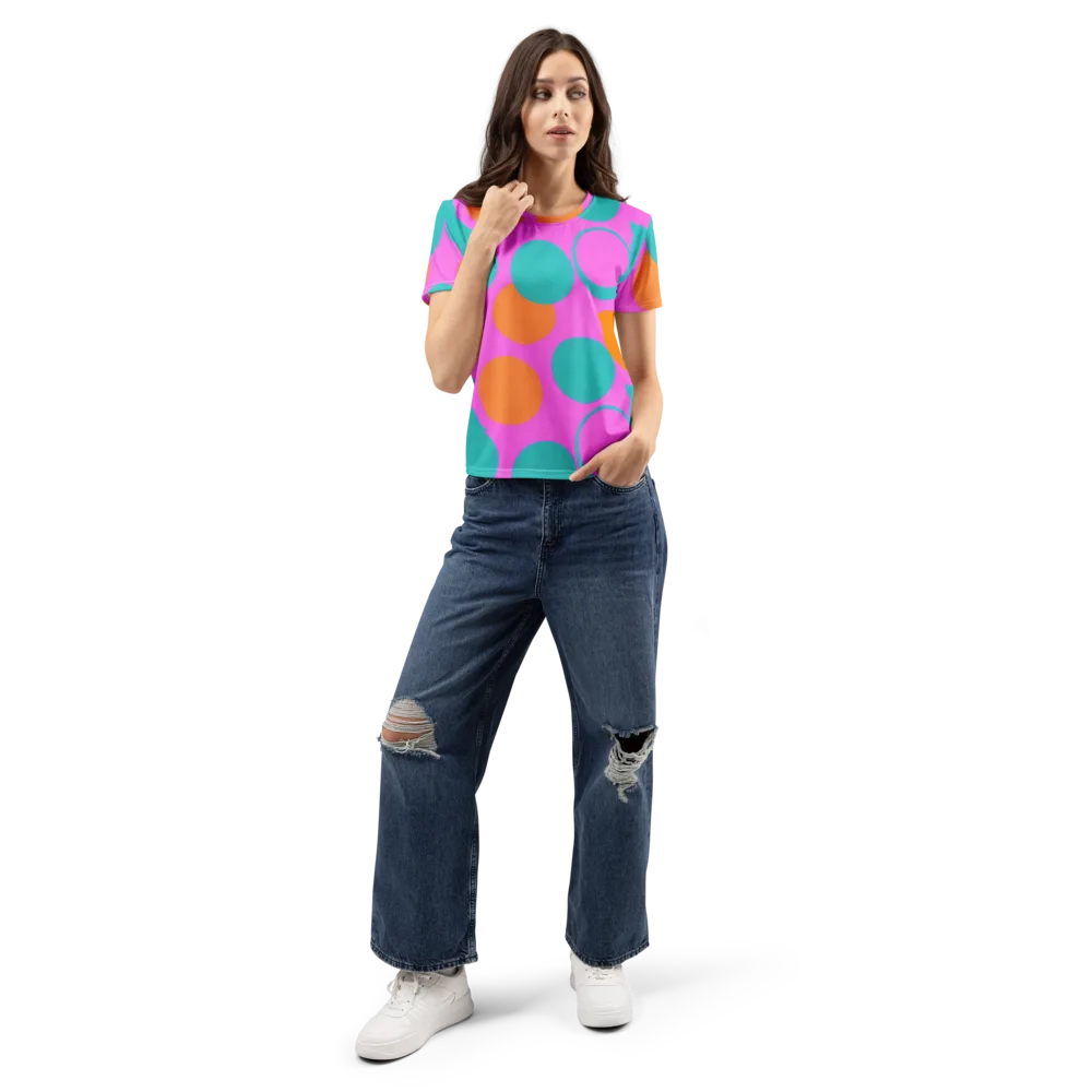 Hot Pink Halo on Women's Crew Neck T-Shirt — Front