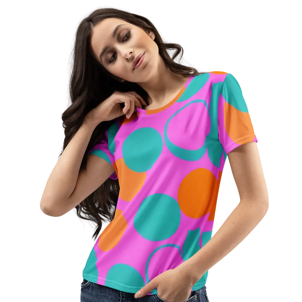 Hot Pink Halo on Women's Crew Neck T-Shirt — Left Front