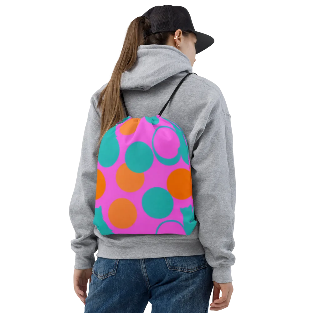 Hot Pink Halo on Drawstring Bag — Front