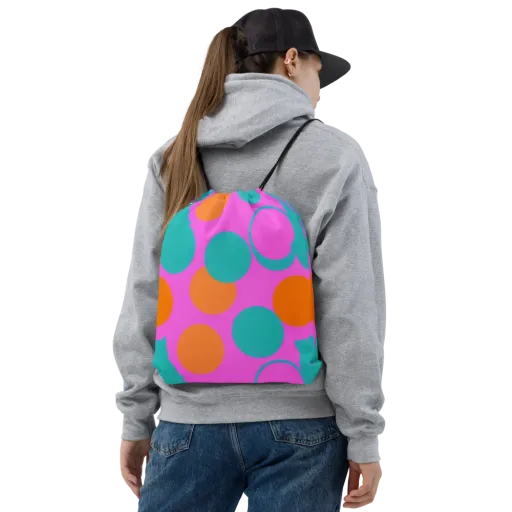 Hot Pink Halo on a Drawstring Bag