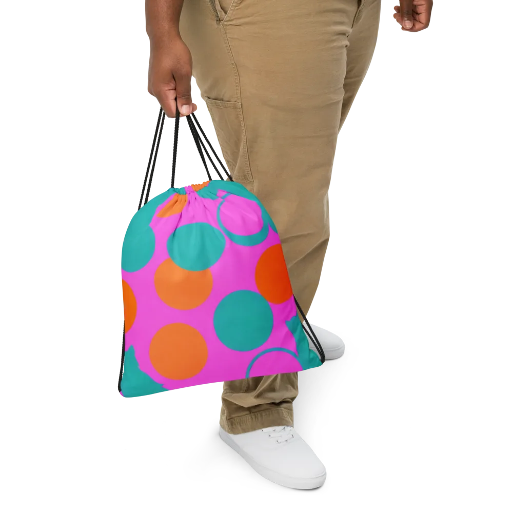 Hot Pink Halo on Drawstring Bag — Front