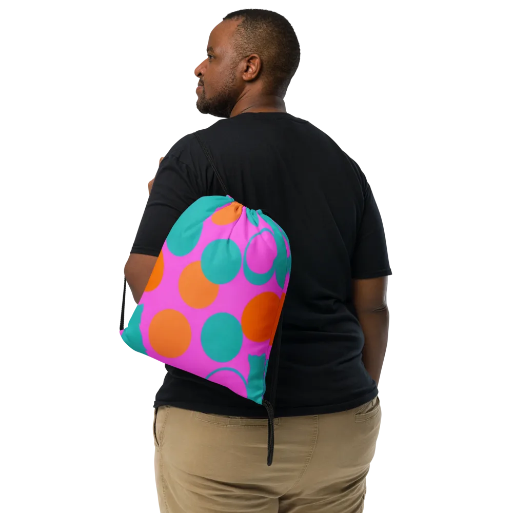 Hot Pink Halo on Drawstring Bag — Front