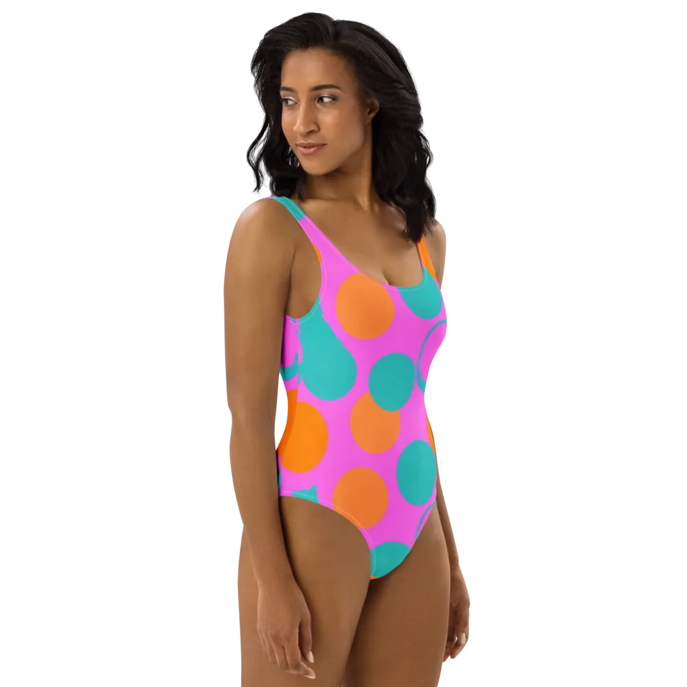 Hot Pink Halo on One-Piece Swimsuit — Right