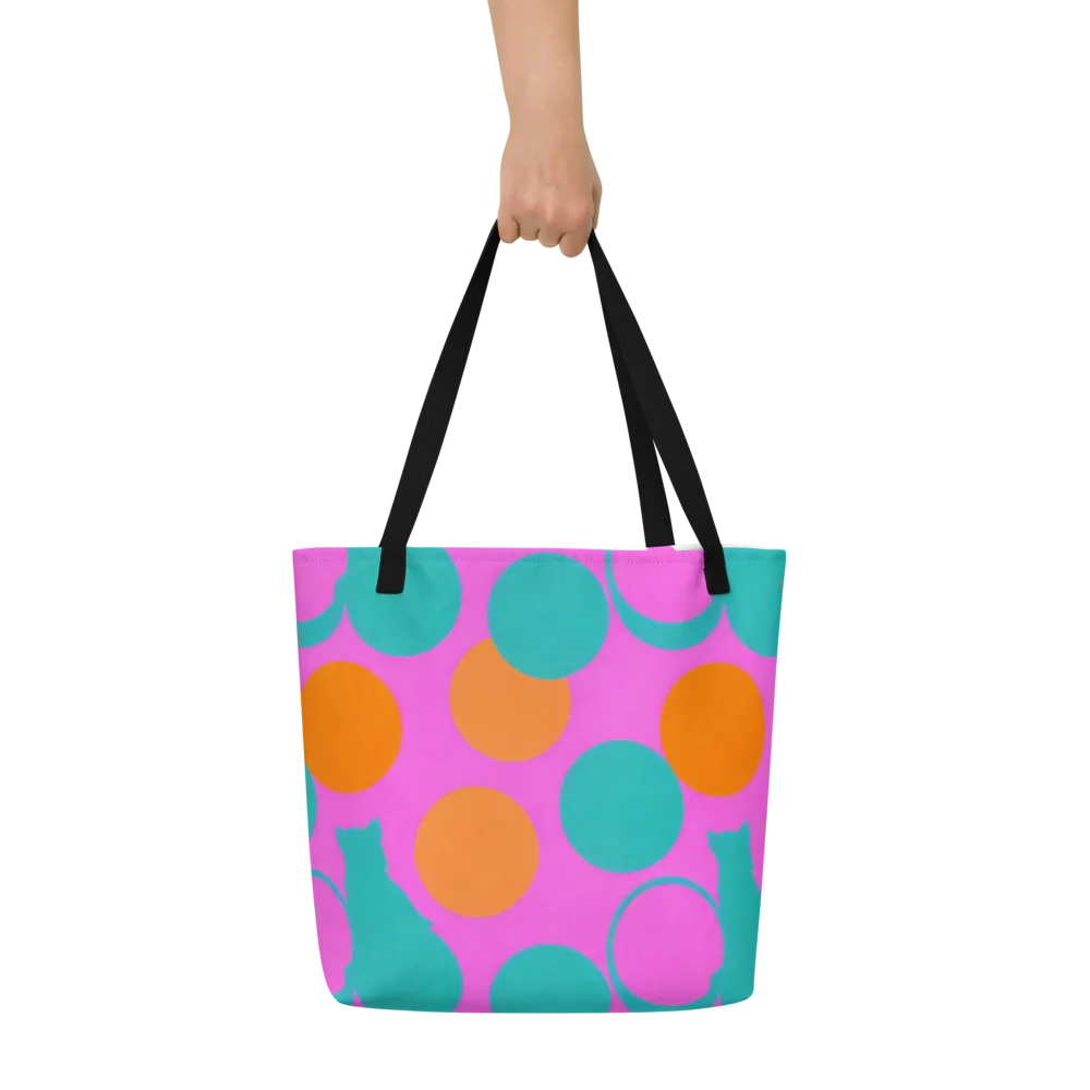 Hot Pink Halo on Large Tote Bag W/ Pocket — Front