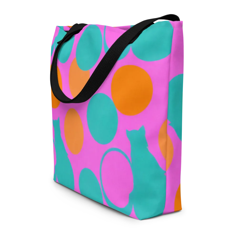 Hot Pink Halo on Large Tote Bag W/ Pocket — Front