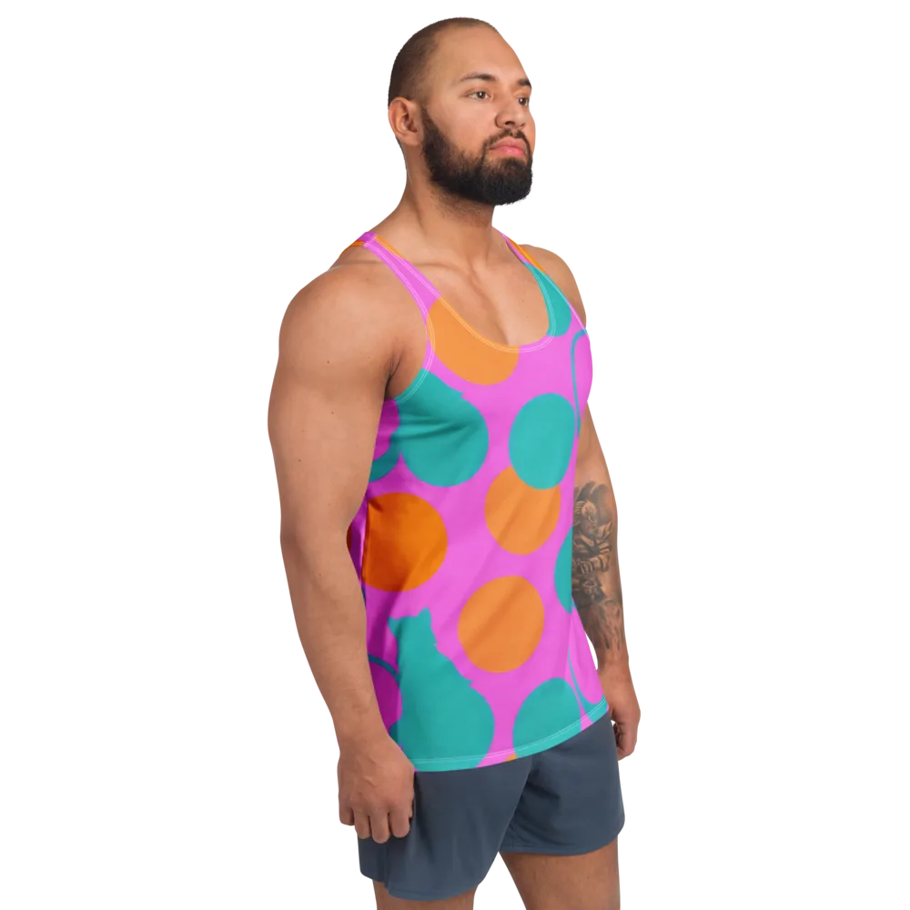 Hot Pink Halo on Men's Tank Top — Right Front