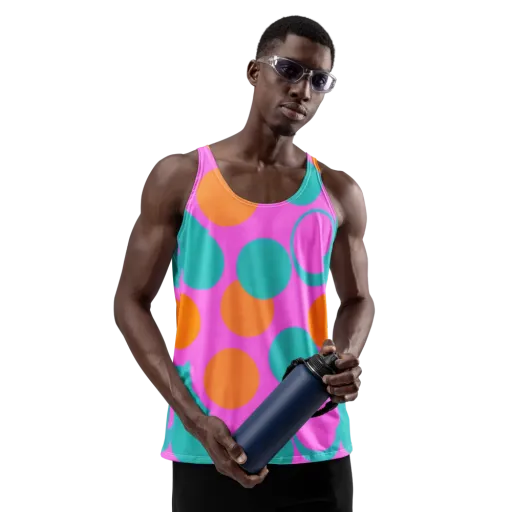 Hot Pink Halo on a Men's Tank Top