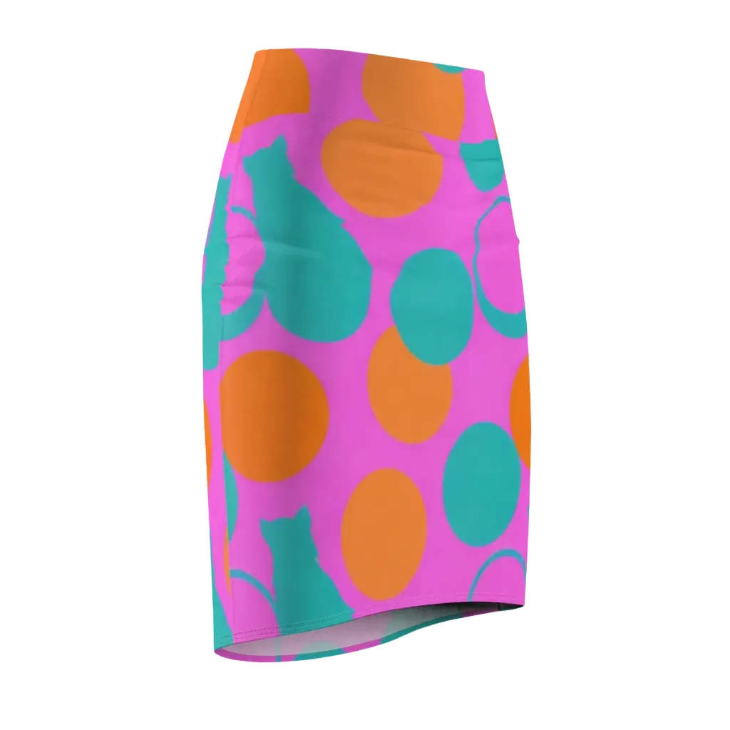 Hot Pink Halo on Pencil Skirt — Front Side