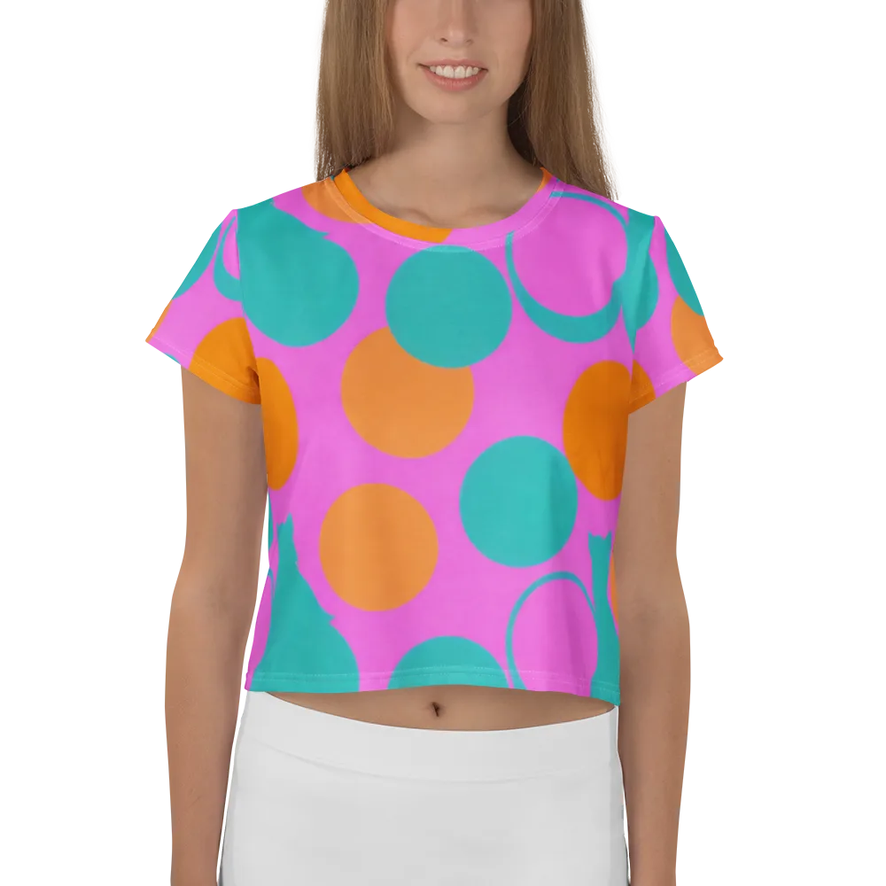 Hot Pink Halo on Crop Tee — Front
