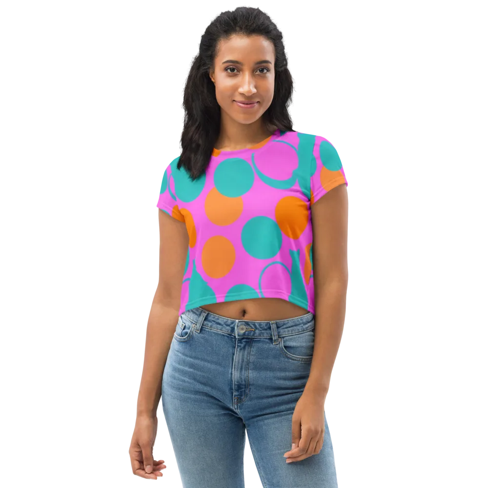 Hot Pink Halo on Crop Tee — Front