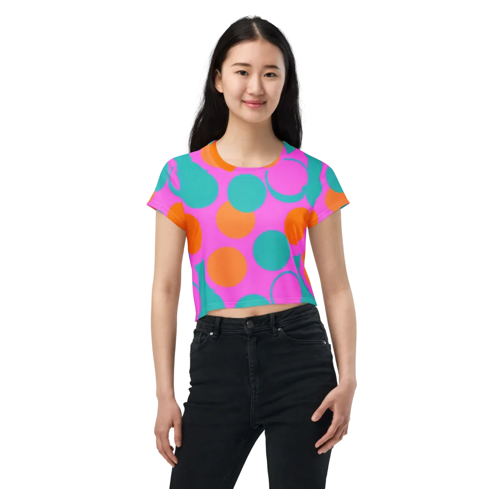 Hot Pink Halo on Crop Tee — Front